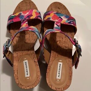 Alex Marie Pink and Blue Sandals with Cork Footbed